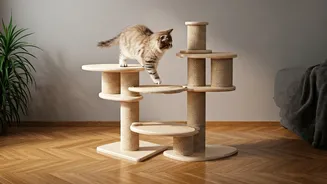 Install Sisal Wrapped Multi Tier Cat Walking Bridges For Kittens