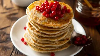 Peach And Buckwheat Bring Peach Flavour To Homemade Buckwheat Pancakes With Warm Porridge
