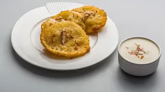 Fafda's Thin Crisp Strips Contrast With Jalebi's Chewy Spirals