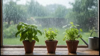 How to optimize indoor windowsill light for 4 aromatic greens during monsoon