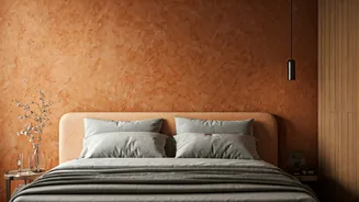Terracotta Clay Accent Walls Are Replacing Boring Bedroom Wallpapers