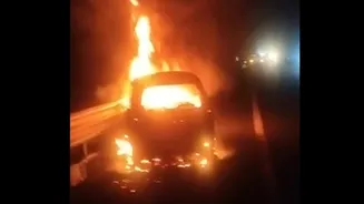 Returning from Vaishno Devi, 5 burnt alive as moving car catches fire on Delhi–Mumbai Expressway in Alwar