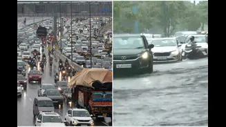 Heavy Rain Pounds Delhi-NCR As IMD Issues Red Alert; Flights Impacted, Waterlogging, Traffic Chaos In Many Areas