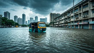 Mumbai Streets Flood During Monsoon Season
