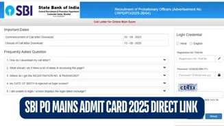 SBI PO Mains 2025 Admit Card Available Now!