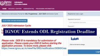 IGNOU Extends ODL Registration Deadline