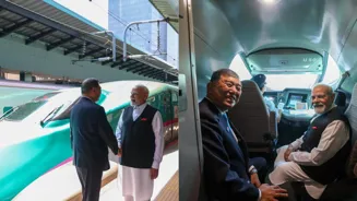 Modi Rides Japan's Bullet Train at 300 Kmph