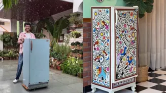 Artist Turns Old Fridge Into Shoe Rack
