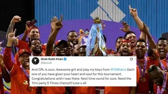 SRK reacts after Knight Riders clinch CPL title