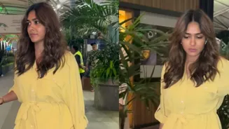 Mrunal Thakur Stuns in Yellow Airport Outfit