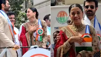 Rashmika, Vijay Smile in NYC Photos
