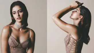 Ananya Panday Stuns Fans in Rose-Gold Gown