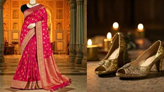 Sarees And Heels: A Fashionable Combination