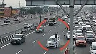 Speeding Car Flings Cop On Expressway