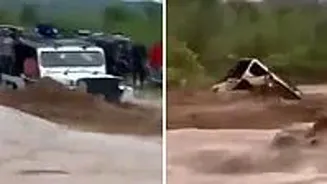 SUV Swept Away During Stunt; Two Men Involved
